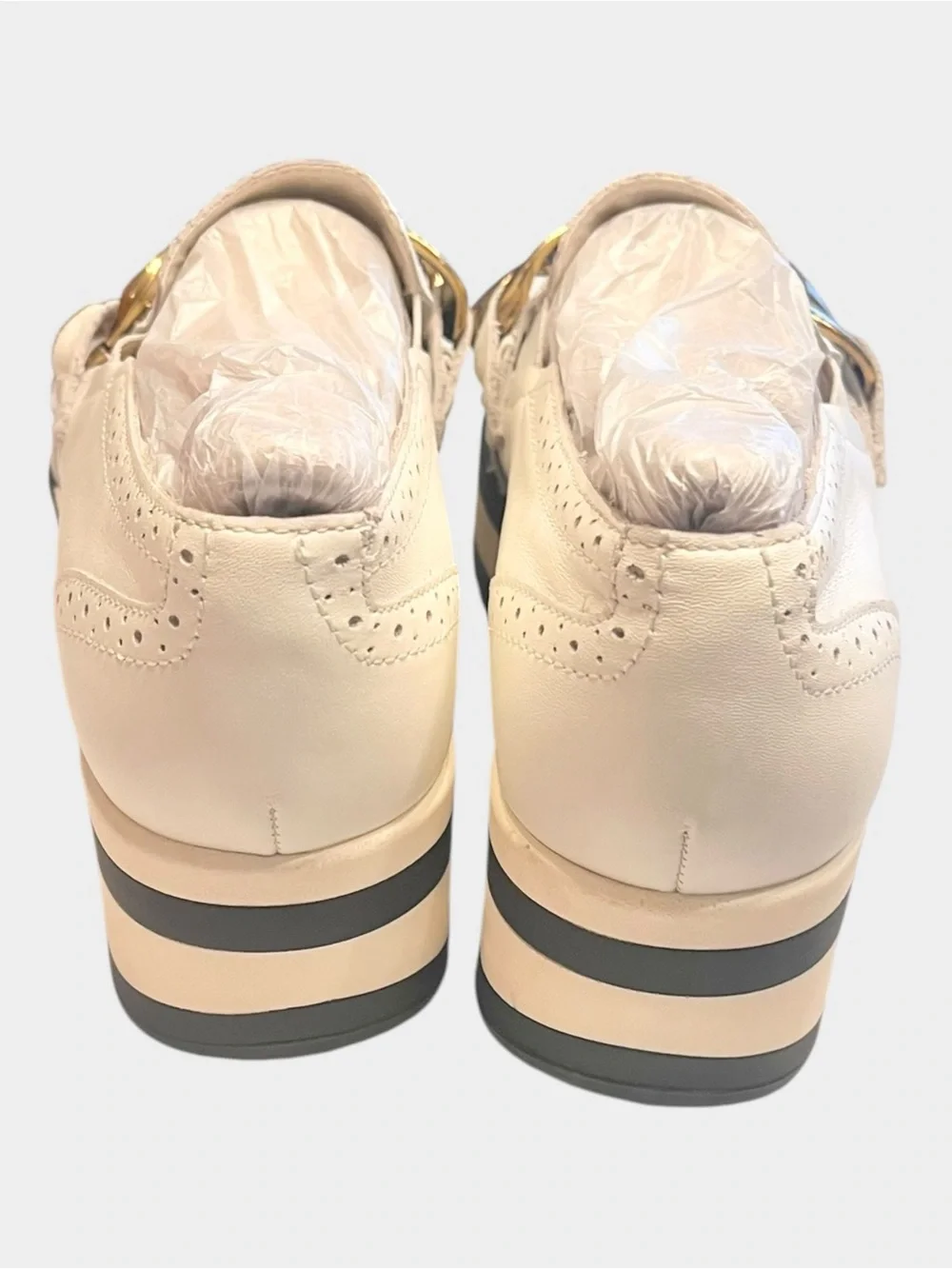 NWOT DOLCE VITA Jhenee Platform Loafers Cream Gold Chain Size 8.5